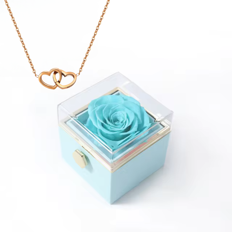 Cofre Collar corazón + caja Rosa - Regalo de amor elegante