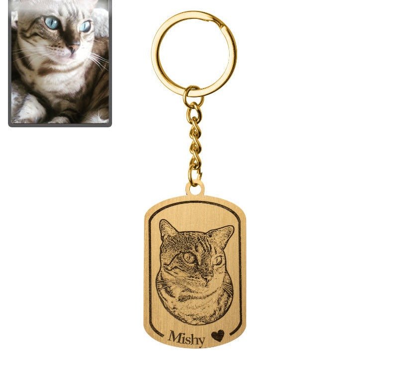 Silhuet kat medaljon nøglering