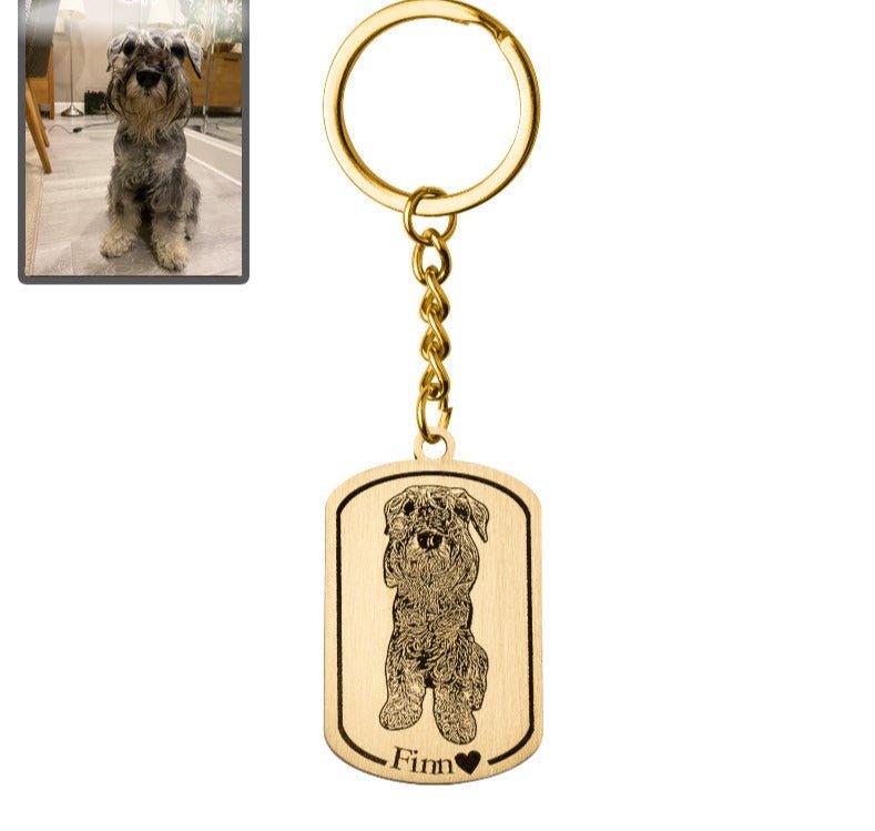 Dog silhouette medallion key ring
