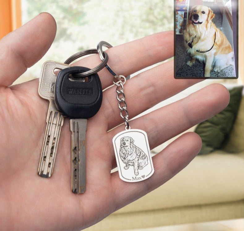 Dog silhouette medallion key ring