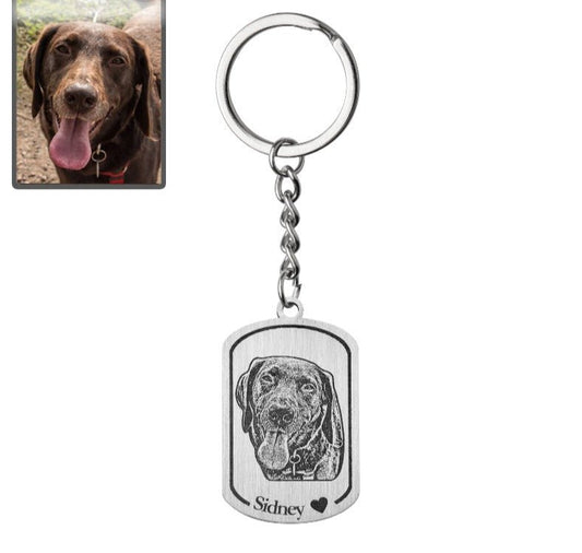 Dog silhouette medallion key ring